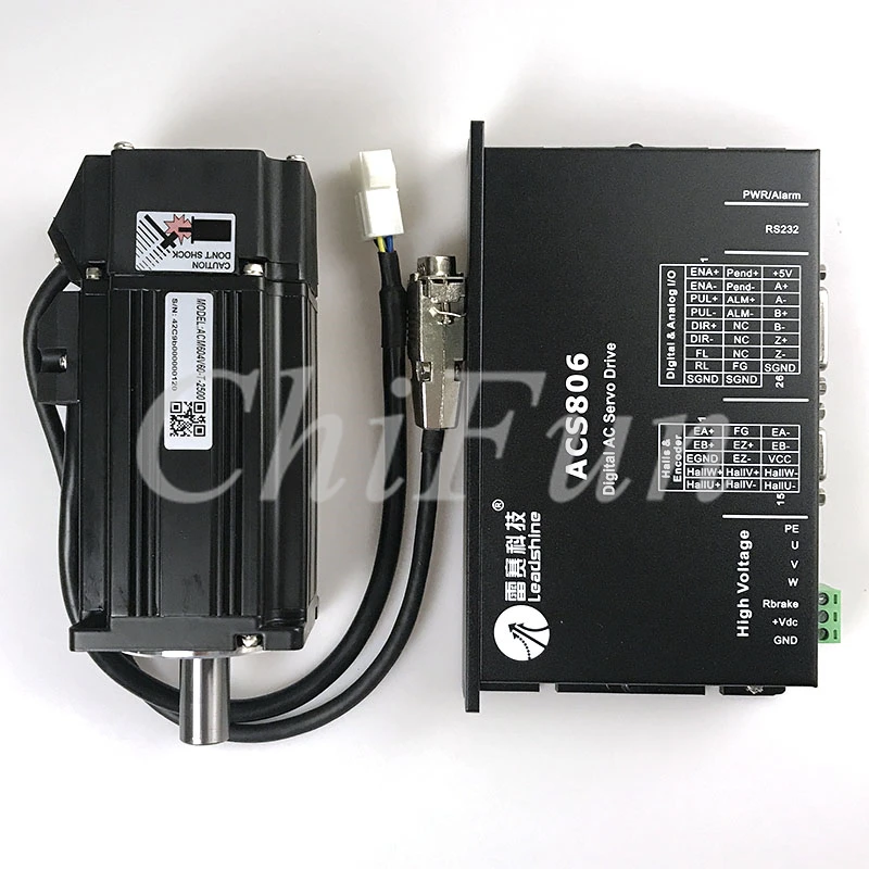 

Leadshine ACM604V60-T-2500 400W Brushless AC Servo Motor and ACS806 Servo Drive kit with 2500 line encoder cable and power cable