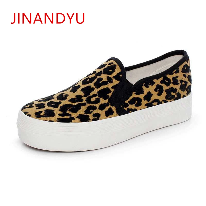 

2020Spring Leopard Women Flats Brand Classic Canvas Shoes Platform Sneakers Chic Creepers Zapatos Mujer Buty Leopard