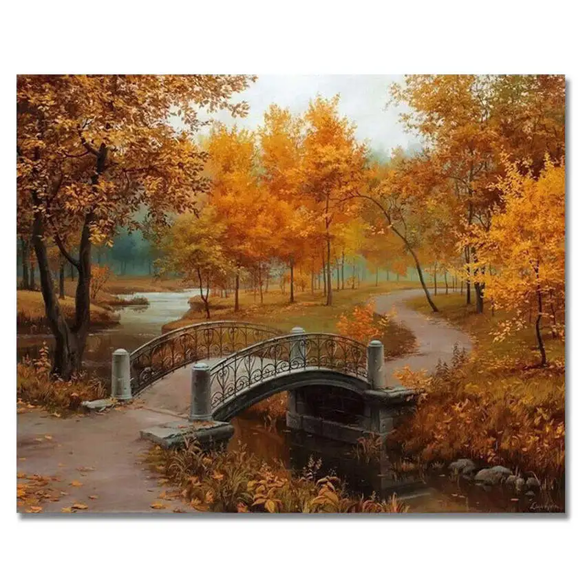 park Painting 3 Украшение гостиной, картины по номерам на холсте, мост фейерверков, картины на холсте для гостиной - Цвет: park Painting 3