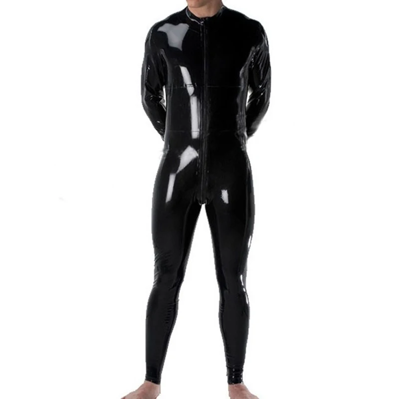 

Sexy Latex Catsuits for Men Black Rubber Bodysuits Full Sleeve Fetish Rubber Costume Jumpsuit Plus Size Hot Sale LCM023