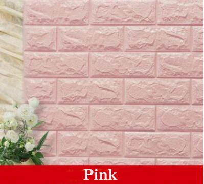 Pink 70*77 см* 6 шт 3D PE пенка, камень, кирпичная панель, Наклейки на стены для детской комнаты, домашний декор, детская безопасная художественная Фреска, самоклеющиеся обои - Цвет: Pink