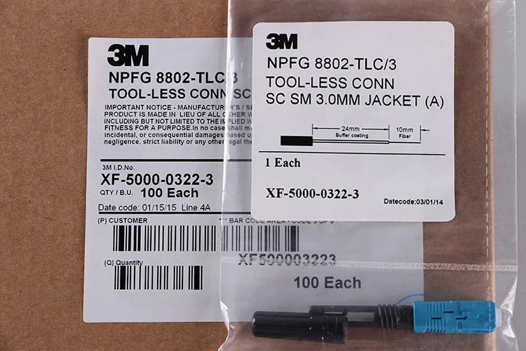 100 шт./лот NPFG 8802-TLC/3 безинструментальный CONN SC SM 3 0 мм куртка A XF-5000-0322-3 быстрый разъем