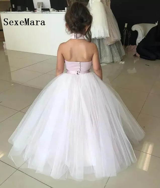 Two Pieces 2019 Little Girls Dresses for Wedding Ball Gown Backless Formal Party Wear Birthday Pageant Custom Made | Детская одежда и