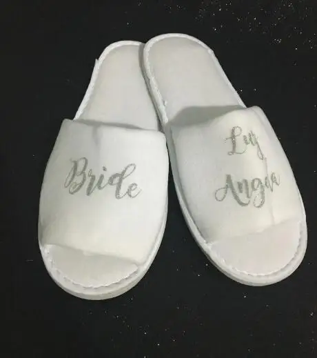 

Personalized silver Bride groom spa slippers bridesmaid maid-of-honor bridal shower slippers Christmas birthday party favors