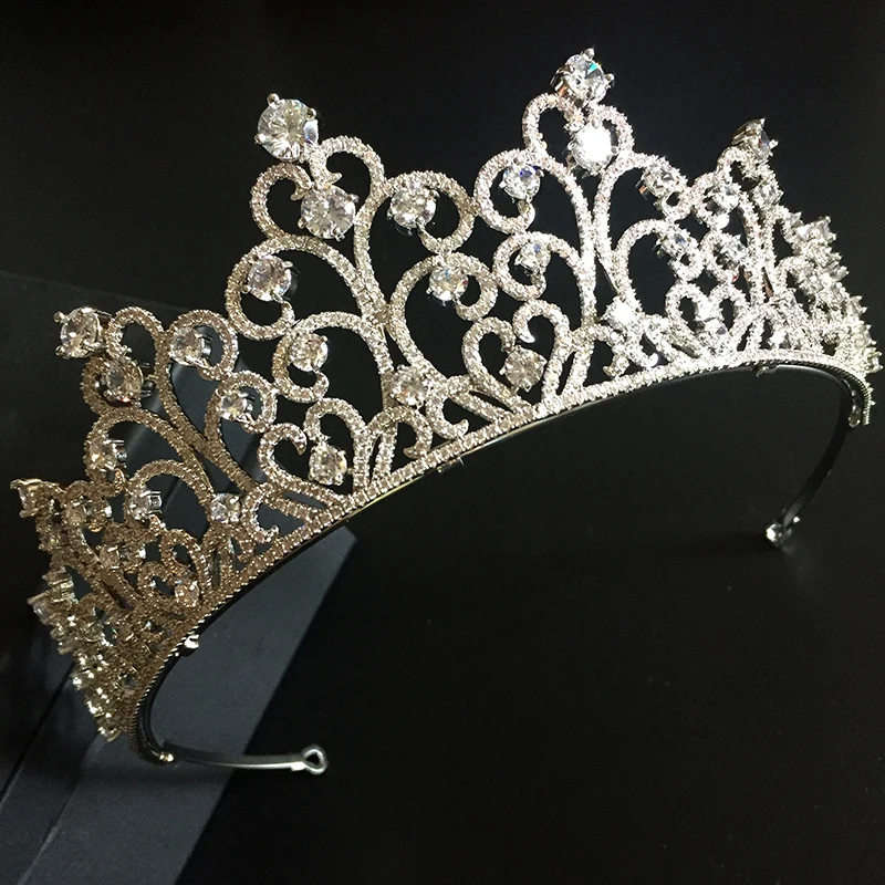 HIMSTORY европейские невесты большой сверкающий белый полный Циркон Тиары Корона