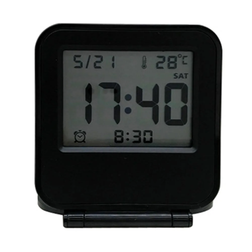 Clamshell Type Mini Snooze Temperature Portable Ultra Slim Date Practical Alarm Clock ABS Travel Digital Display Week Desktop |