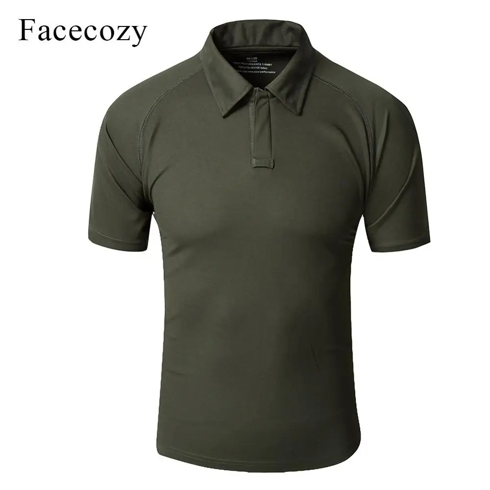 Army Green Facecozy мужские Летние виды спорта на открытом воздухе рубашки удобные полиэстер дышащие военные тактические футболки с коротким рукавом походные футболки - Цвет: Army Green
