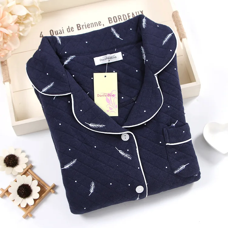 JH TZ men ym blue Женские пижамы из хлопка с длинным рукавом, повседневные зимние пижамы, Распродажа женских пижам - Цвет: JH TZ men ym blue