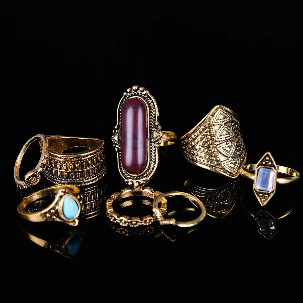 FAMSHIN Новый 8 шт./компл. кольцо среднего размера наборы для женщин пляжное в стиле