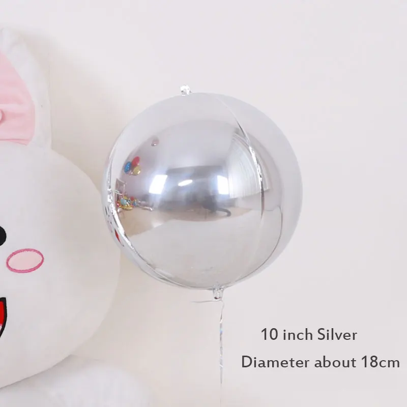 Silver 10 дюймов 4D круглые алюминиевые Свадебные Воздушные шары интернет знаменитости баллон день рождения украшения фольги воздушные шары - Цвет: Silver