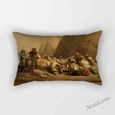 Jean Francois Millet Pastoral Realism Oil Painting The Gleaners Harvest Home Decoration Art Pillow case Linen Sofa Cushion Cover - Цвет: T304-26 30x50cm