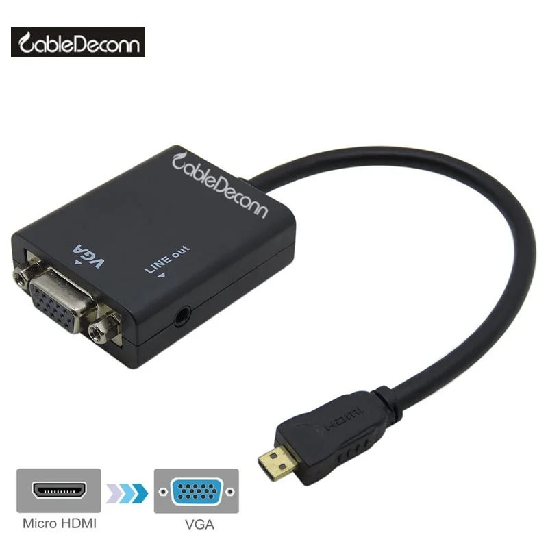 Микро HDMI к VGA адаптер 3 5 мм Jack кабель преобразователь сигнала цифровой в