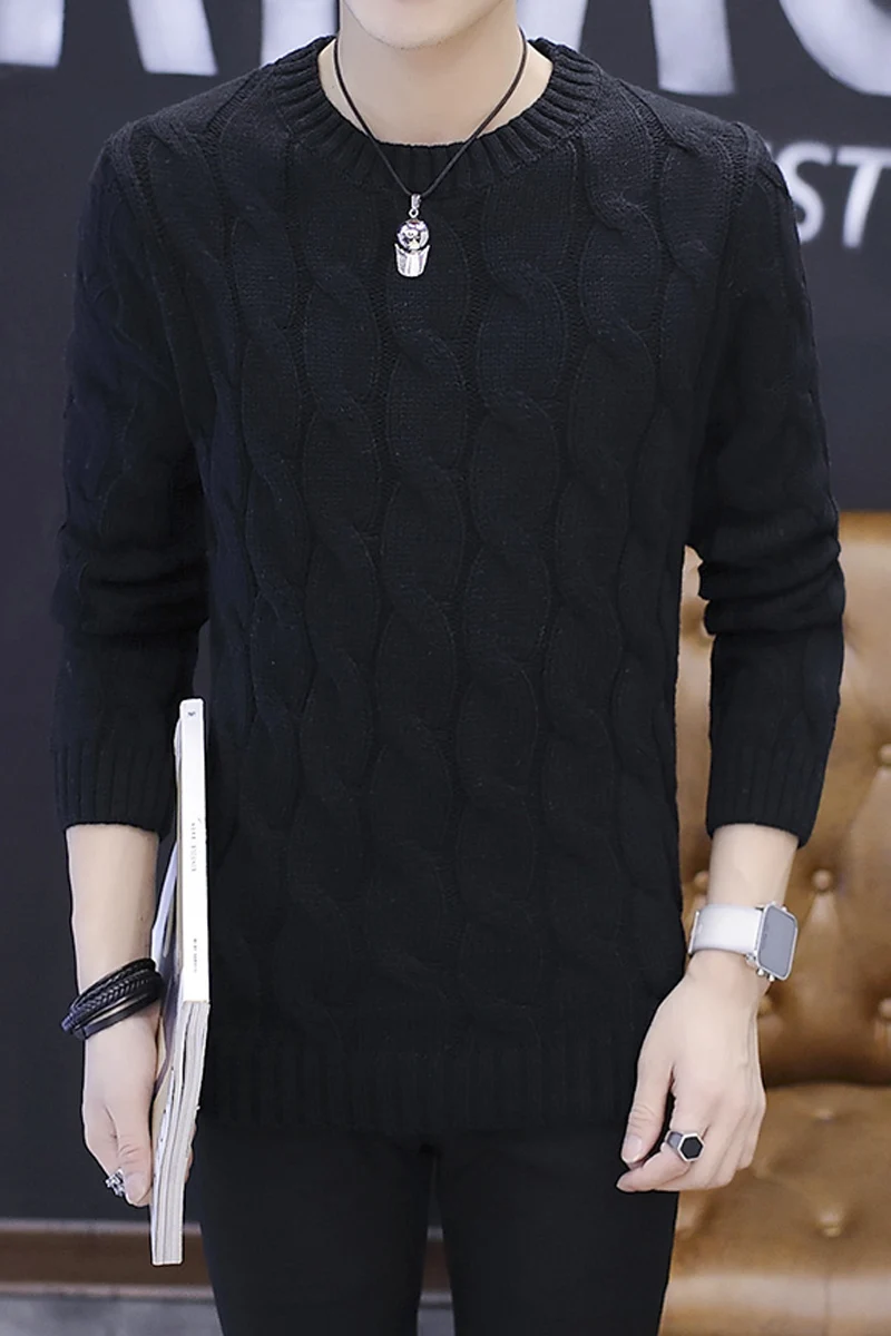 

Mens Sweaters Autumn Spring Fashion Solid Casual Sweater O-Neck Slim Fit Knitting Men Sweaters Pullovers Twisting Men Pullover