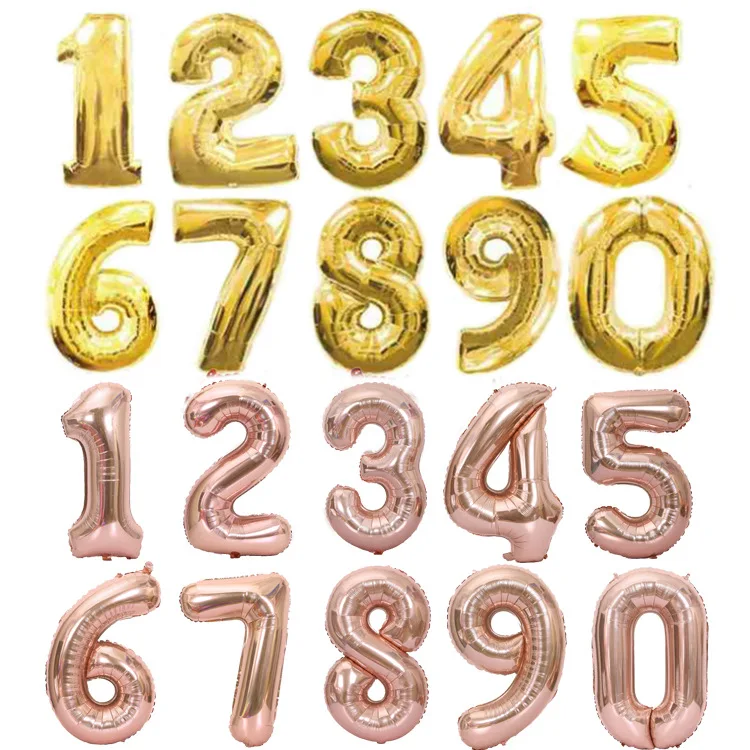 cheap Ballons16 Inch Gold Silver Number Foil Balloons Digit Air Ballon Birthday Party Wedding Decorations Balloon | Дом и сад