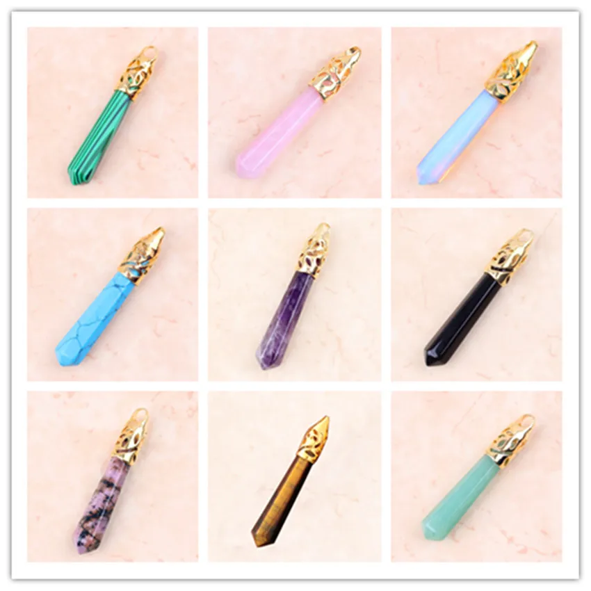 Крафт-бусины светло-желтого золота Цвет аметисты Шестигранная Призма кулон