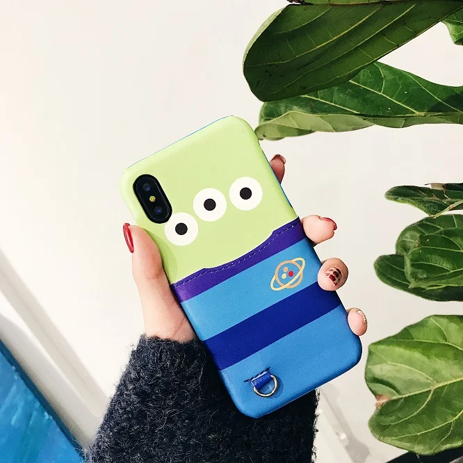 Игрушка история три глаза Микки Жесткий Чехол для iphone 11pro X XS MAX XR из искусственной кожи слот для карт чехол для телефона Coque для iphone 8 7 6s plus - Цвет: 4