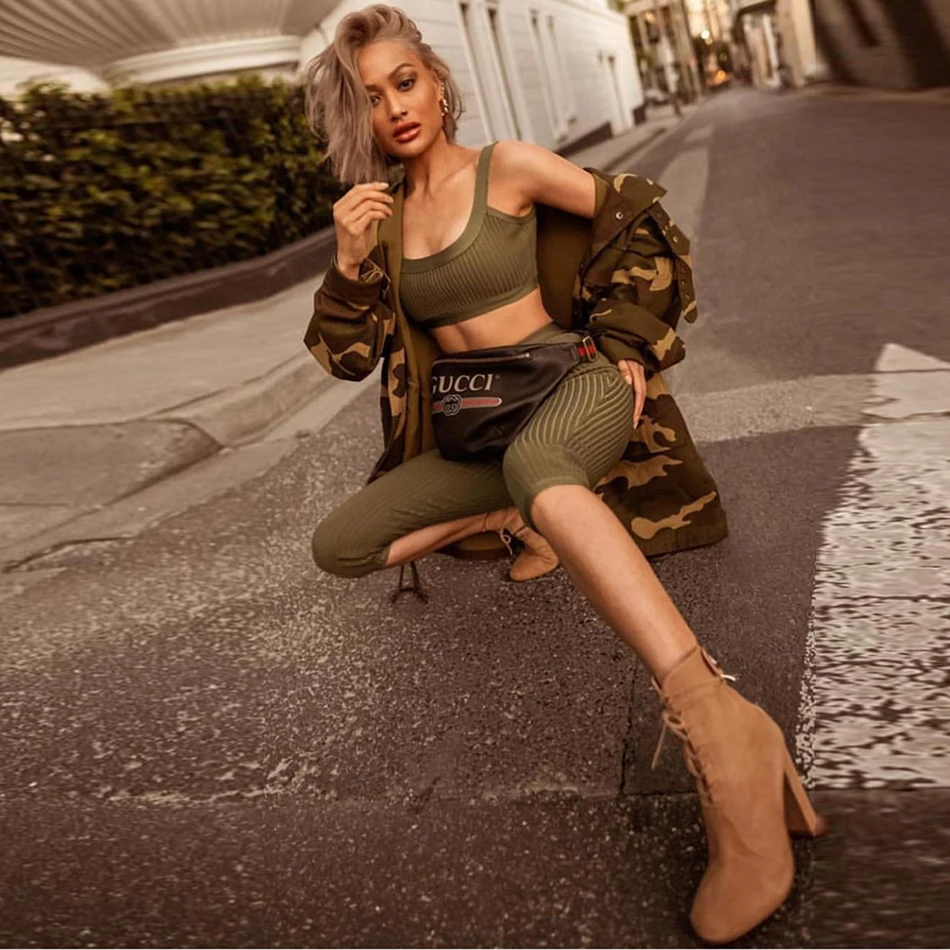 Летний бандажный комбинезон из 2 предметов топ в полоску на тонких бретельках