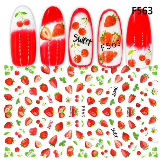 F563 1 шт., черные 3D наклейки для ногтей, клейкие наклейки, буквы, цветы, листья, геометрические рисунки, слайдеры, тату, маникюрные украшения, TRF554-573 - Цвет: F563