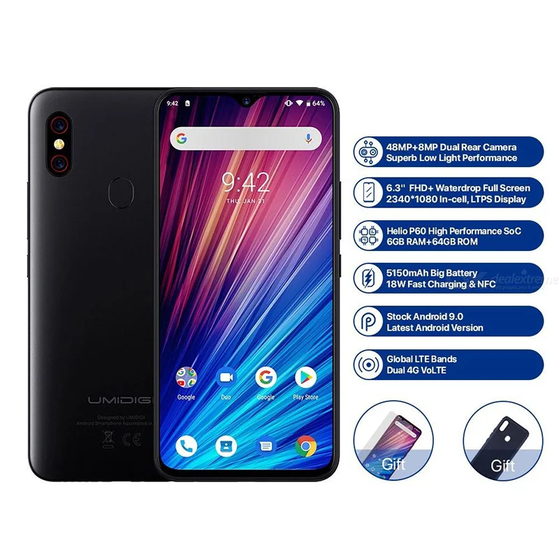 UMIDIGI F1 Play 6 ГБ ОЗУ 64 Гб ПЗУ 6," FHD глобальная версия смартфон двойной 4G 48MP+ 8MP+ 16MP 5150mAh Android 9,0 мобильный телефон