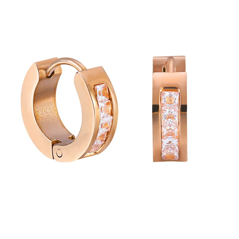 Rose gold plated ROXI, новинка, трендовые серьги-кольца, модное ювелирное изделие, розовое золото, нержавеющая сталь, серьги для женщин, AAA Цирконий, круглые серьги oorbellen - Окраска металла: Rose gold plated