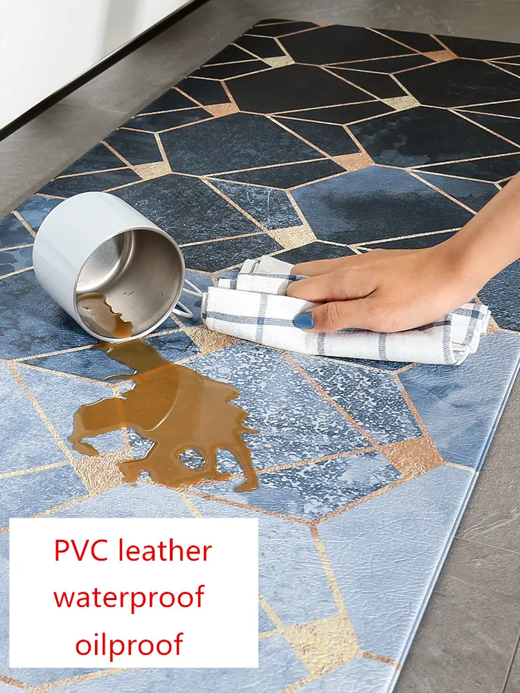 Скандинавский минималистичный кухонный коврик из ПВХ кожи для ванной