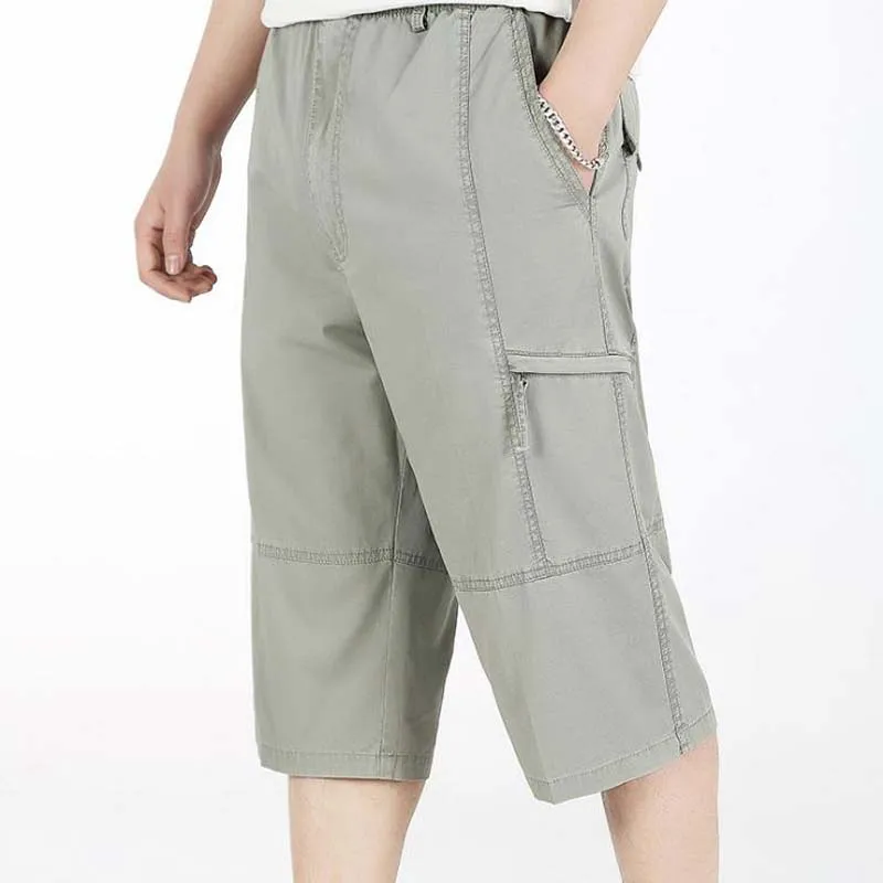 Летние свободные размера плюс семь брюки мужские повседневные толстые штаны с