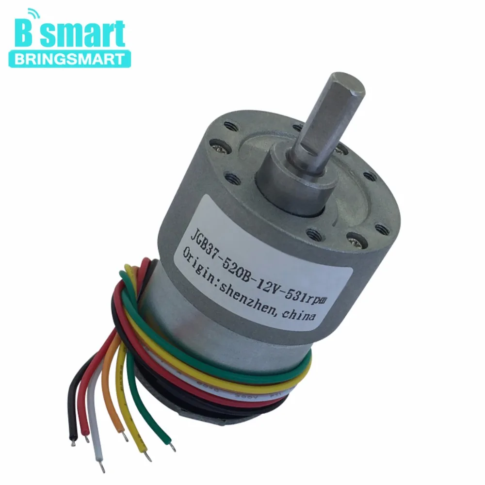 Bringsmart мотор-редуктор постоянного тока 12 В 12-1600 об/мин мини-кодировщик с