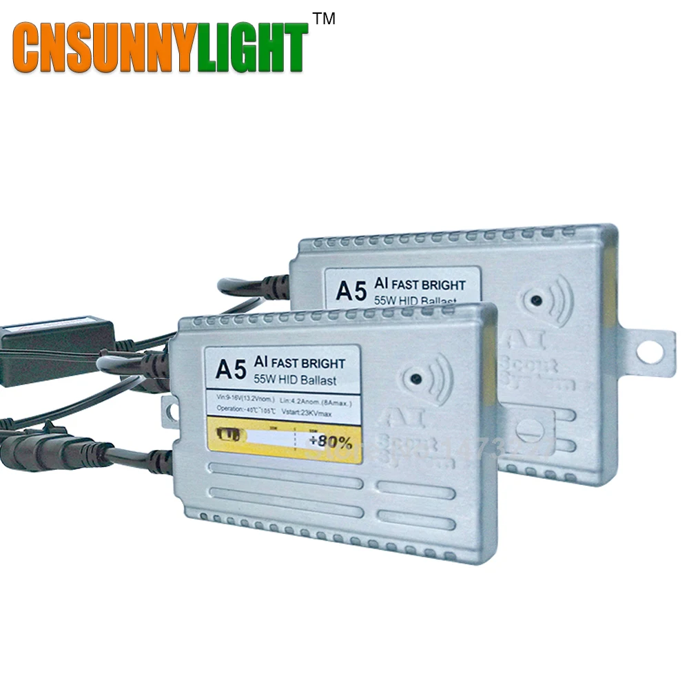CNSUNNYLIGHT, супер яркий, 2 шт./лот, новинка, 55 Вт, A5, только 0,1 s, быстрый, яркий, быстрый запуск, теплый, переменный ток, балласт, HID, ксенон, Сельма, балласт