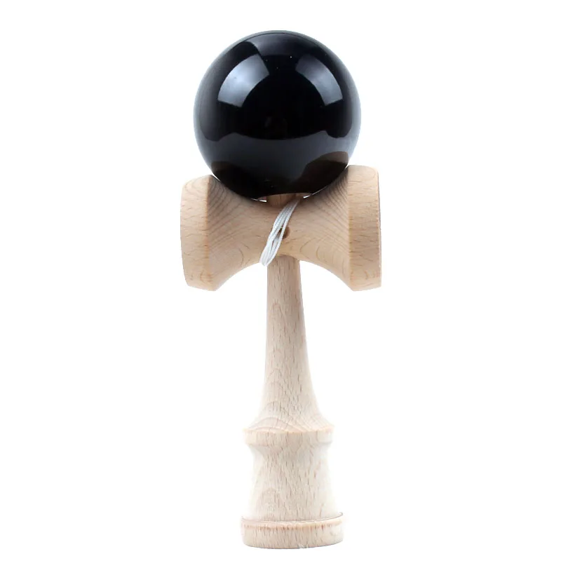PU Paint Black Kendama 18 см полная трещина PU краска деревянный шар Kendama умелое жонглирование мяч игра игрушка Спорт на открытом воздухе - Цвет: PU Paint Black