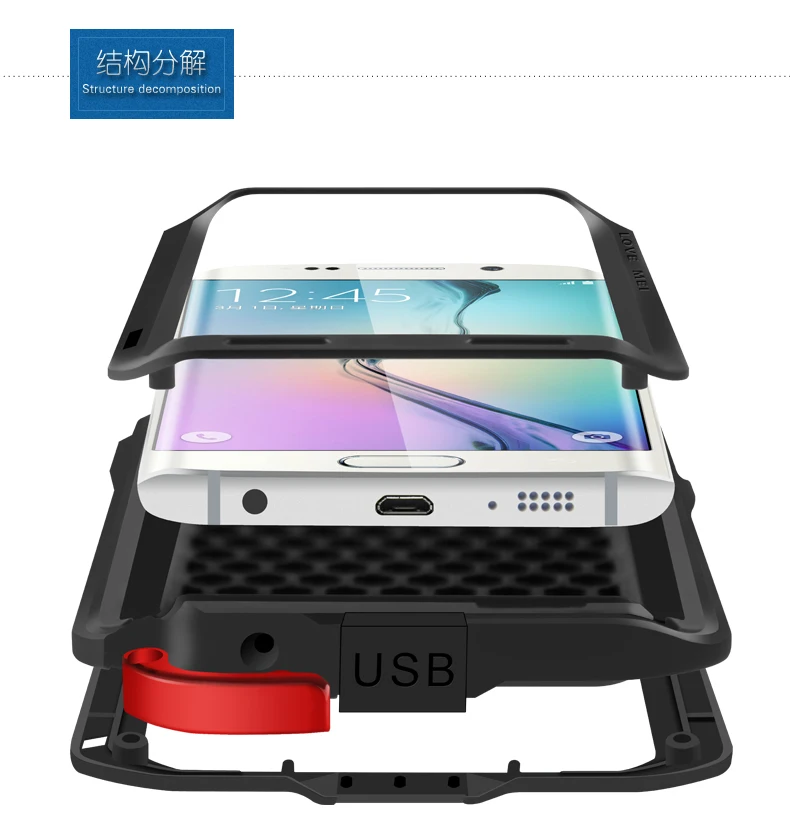 Оригинальный мощный чехол Love Mei для Samsung GALAXY S6 edge/G9250 5 1 дюймов ударопрочный