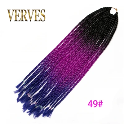 M#Фиолетовый Вязанные косички VERVES 24 дюймов коробка оплетка 22 корня/упаковка Омбре синтетическое плетение волос Термостойкое волокно распределительный конец - Цвет: M#Фиолетовый