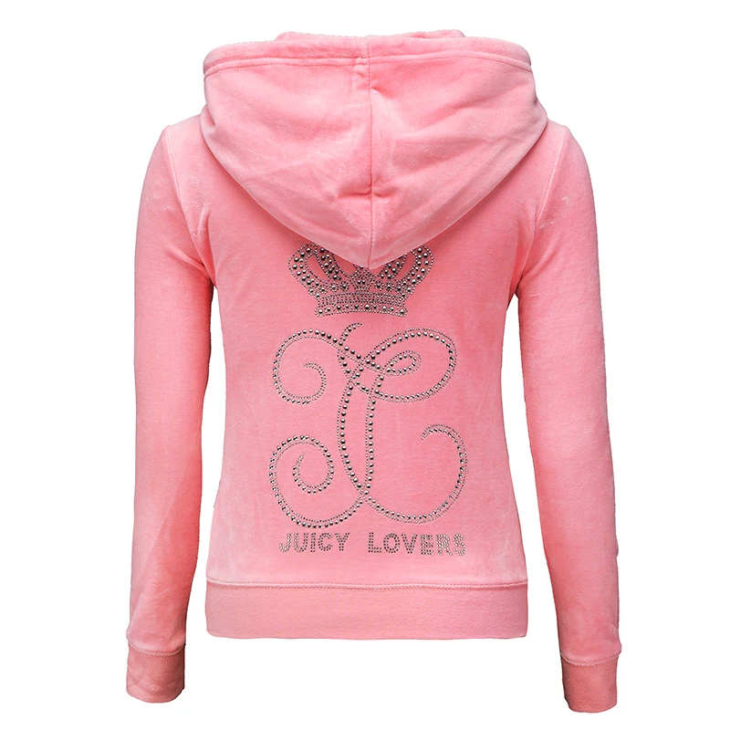 Juicy Lovers Брендовые женские спортивные костюмы фиолетовые синие бархатные повседневные женские спортивные костюмы с капюшоном и воротником популярный спортивный костюм