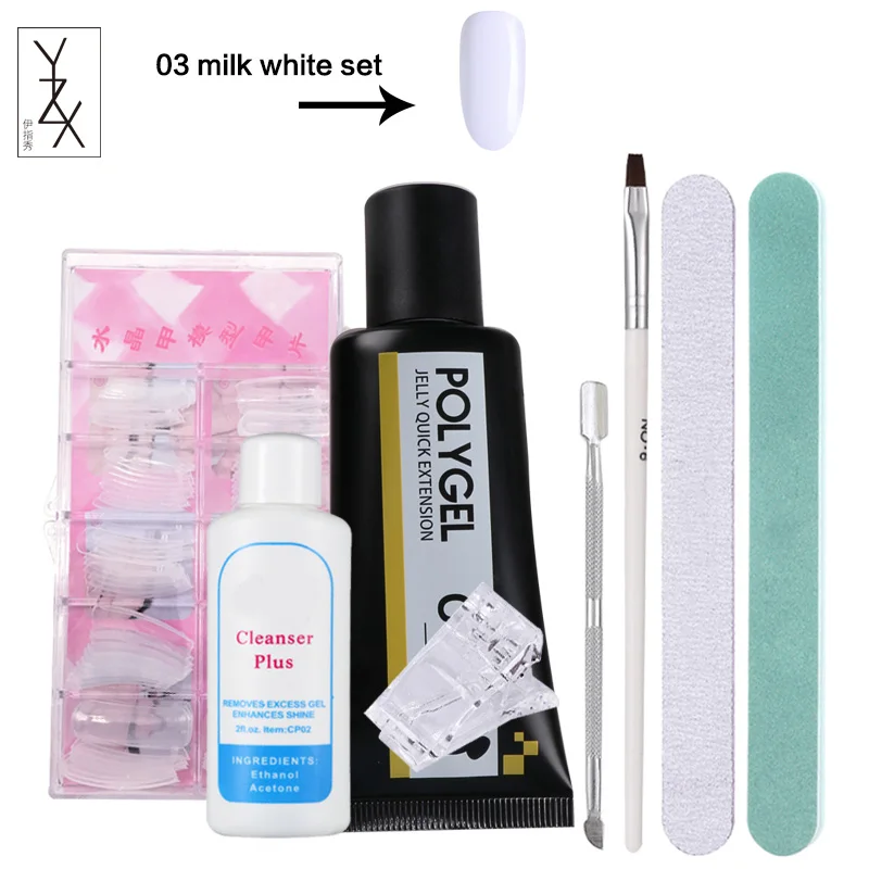 03 Mike White Set YZX 8 шт ногтей быстрое расширение поли гель набор построить ложный палец 8 цветов УФ/светодиодный быстрый из строительного акрила модель гель Советы очищающая вода - Цвет: 03 Mike White Set