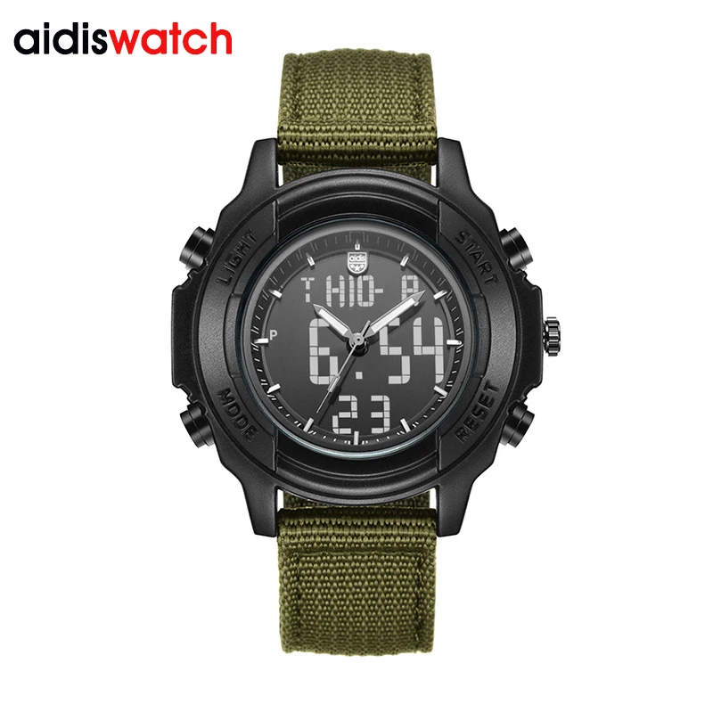 Мужские часы Addies с нейлоновым дисплеем аналоговые цифровые наручные