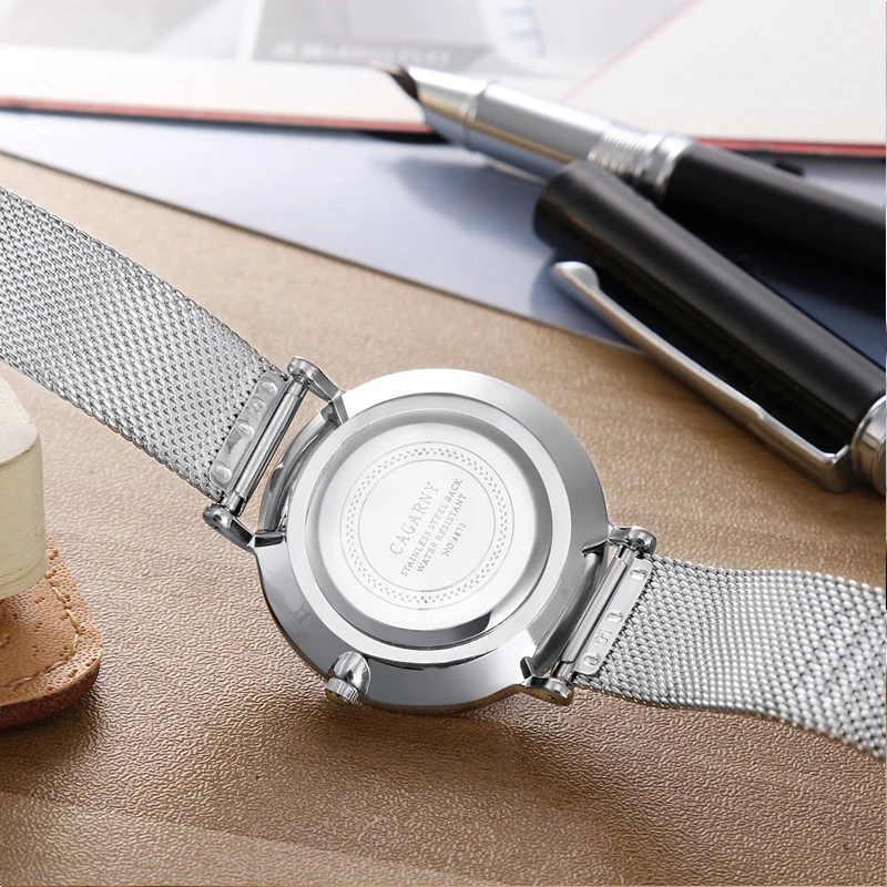 Женские часы с серебряной стальной сеткой браслет кварцевые наручные люксовый