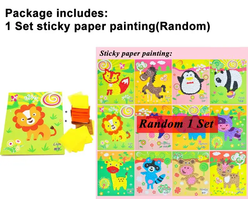 1 paper painting Креативные бумажные наклейки с помпонами для маленьких детей, детские развивающие игрушки ручной работы, Мультяшные пазлы, игрушки GYH - Цвет: 1 paper painting