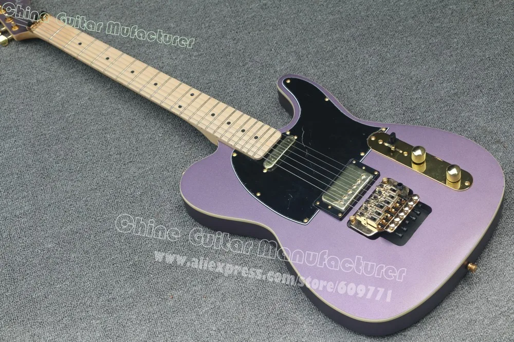 Высокое качество на заказ матовая фиолетовая Tele электрогитара двойная tremolo