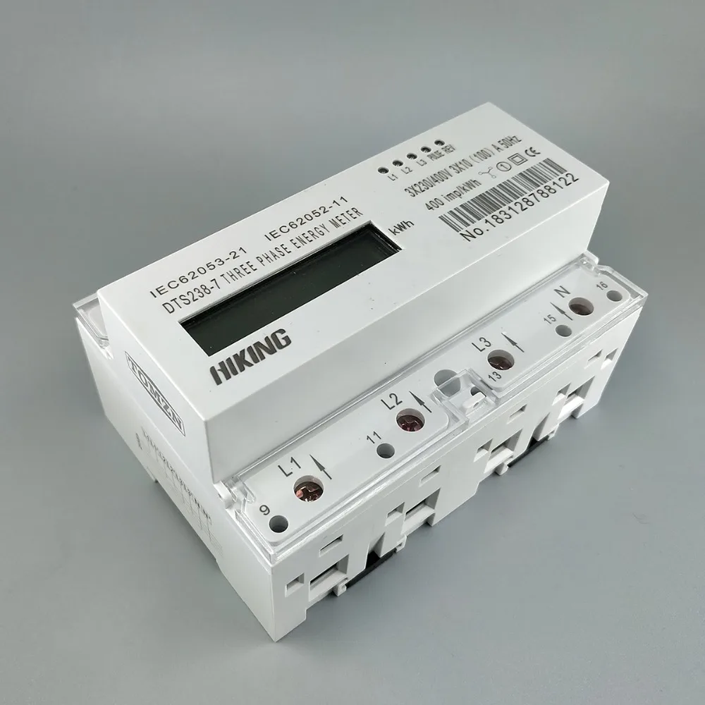 10 (100) A 3*230 V/400 V 50HZ Трехфазный din рейка кВт ч Ватт час счетчик энергии LCD|Измерители
