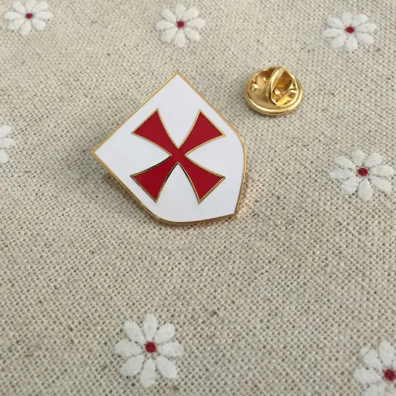 100pcs Factory Customized Pins and Badges Masonic Christian Army Crusader Knights Templar Red Cross White Shield Mason Lapel Pin | Дом и сад