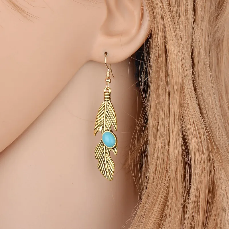 Богемные этнические винтажные Простые Модные серьги капельки с Зелеными камнями