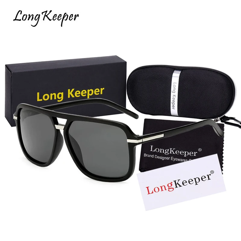 

Новинка 2018, Мужские поляризационные солнцезащитные очки, квадратные солнцезащитные очки для мужчин, оверсайз мужские очки с фирменной коробкой от LongKeeper