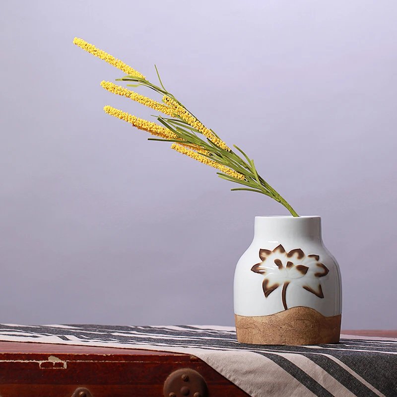 Традиционный китайский винтажный керамический Лотос рельефная ваза для цветов