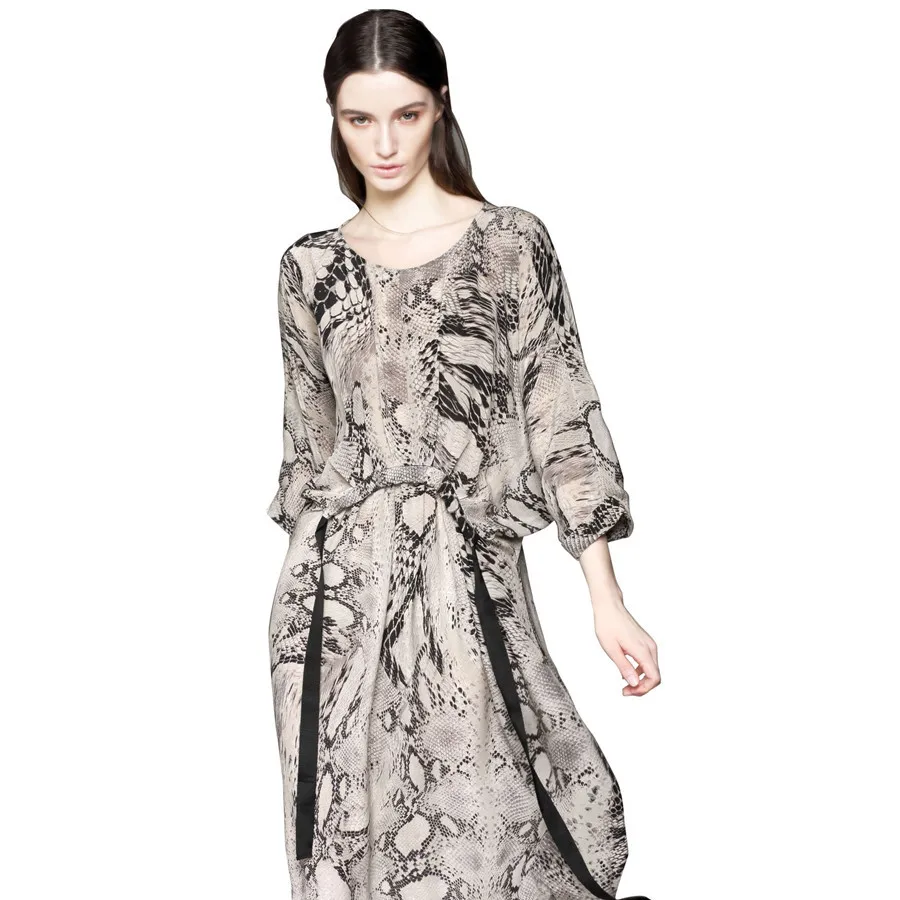 Элегантное летнее платье Hodisytian для женщин свободное со змеиным узором