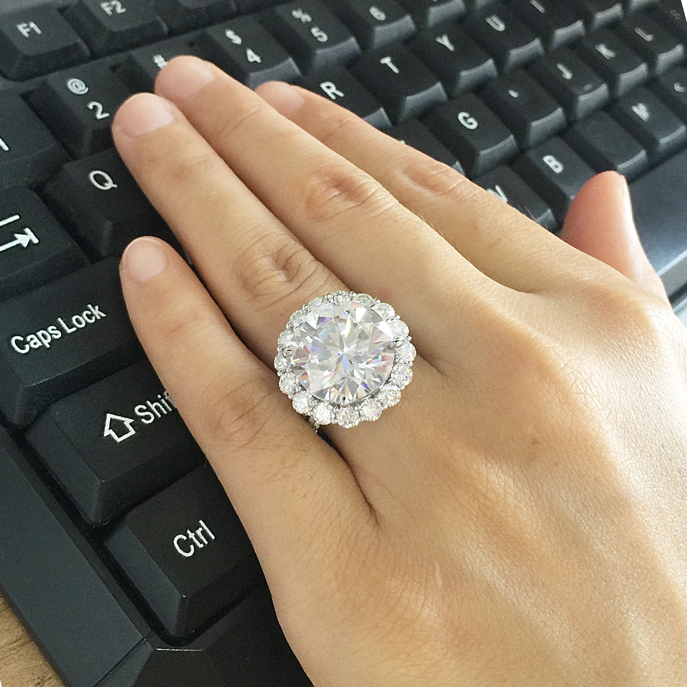 

Женское кольцо с бриллиантом DF Moissanite, розовое золото 14 к, 13 CTW, 13 мм