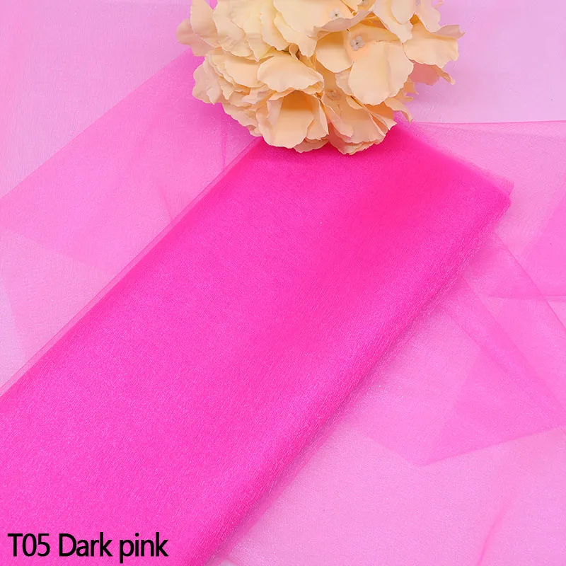 T05dark pink 5/10 м 45 см, белый, фиолетовый, розовый, двор с украшением в виде кристаллов Свадебные тюлевые платья прозрачная органза рулон ткани Mariage Пряжа Ленты для свадебных стульев украшения - Цвет: T05dark pink