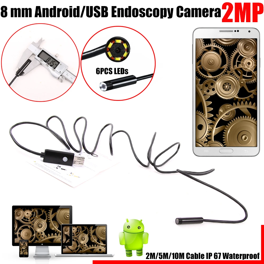 Мини-эндоскоп 2 в 1 USB Android длина 2/5/10 м | Безопасность и защита