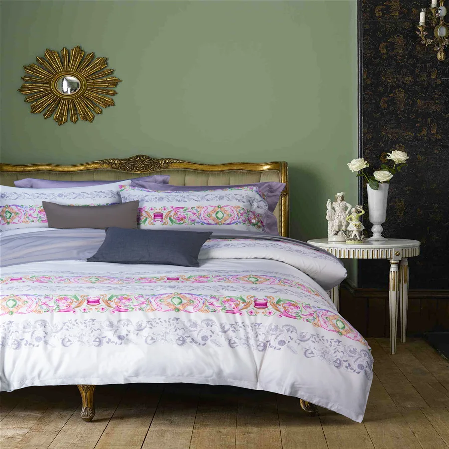 abbiemao Egyptian cotton satin weave high-grade bedding sets Euramerican style coverlet King Queen size | Дом и сад
