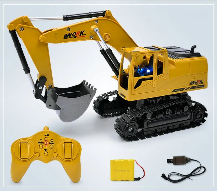 8CH Моделирование RC экскаватор игрушки с музыкой и светильник детские мальчики игрушки для грузовых автомобилей RC подарки RC инженерный автомобиль трактор brinquedos