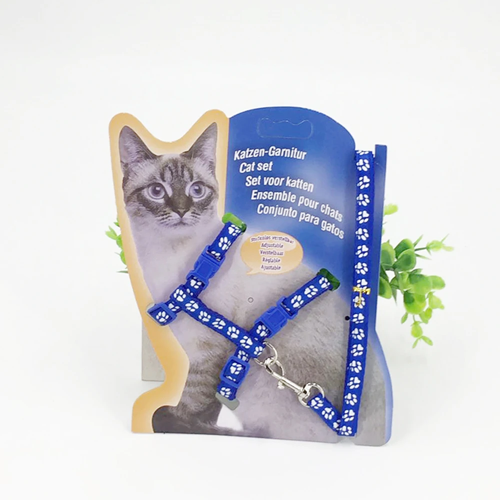 

500 PCS/LOT Adjustable New printing Nylon Pet Cat Doggie Kitten Leash Hardness Walking lead Pets Supplies Basic Collars