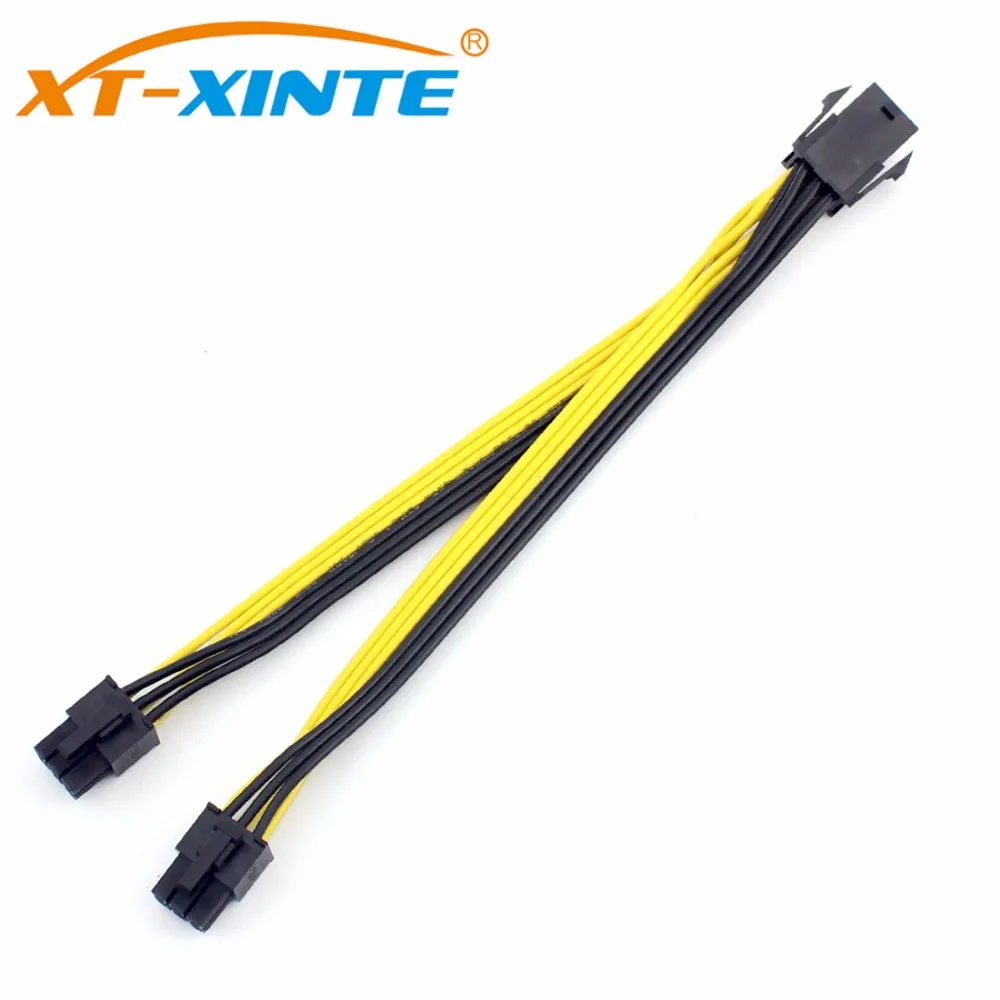 

PCIe PCIE 6pin Male to Dual 6pin Male Power Cable Splitter Cable PCI-Express Video Card Adapter Cord 18AWG 20CM for Miner BTC